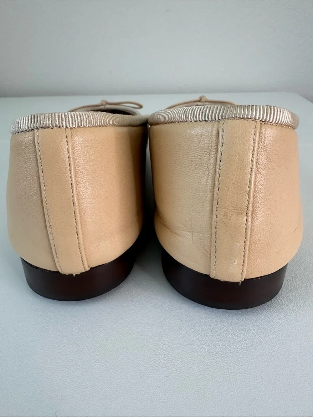 CHANEL Lambskin Cap Toe CC Ballerina Flats  Beige Black SZ EUR 38